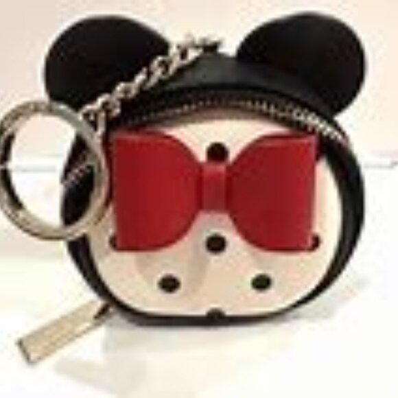 Disney X Kate Spade New York Leather Minnie Mouse Coin Purse Keychain - Picture 1 of 1